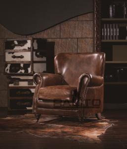 Wholesale classical antique leather single sofa,#K605 from china suppliers