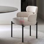 OEM Upholstered Fabric Dining Chair With Armrests In Metal Frame