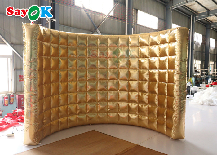 Portable Golden Inflatable Photo Booth Wall Led Lighting Curve Backdrop Photobooth Enclosure