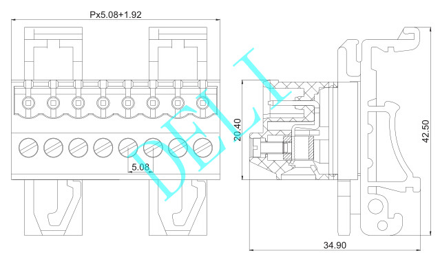 Feed Through Header Printed Circuit Board Connector Direct Plug In DL2EDG-UVK-XX-5.08