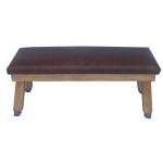 Hand Made Industrial Genuine Leather Bar Bench Long Leather Foot Bench