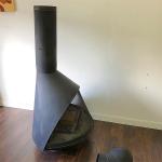 Vintage Mid Century Indoor Black Freestanding Cone Wood Burning Fireplace