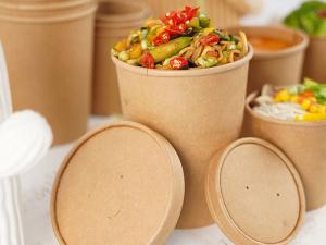 Wholesale Oil Resistant kraft soup bowl , Disposable Non Toxic soup cup with  Lids 16 Oz from china suppliers