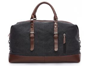 Wholesale Large Casual Black Waxed Leather Canvas Travel Duffel Bags from china suppliers
