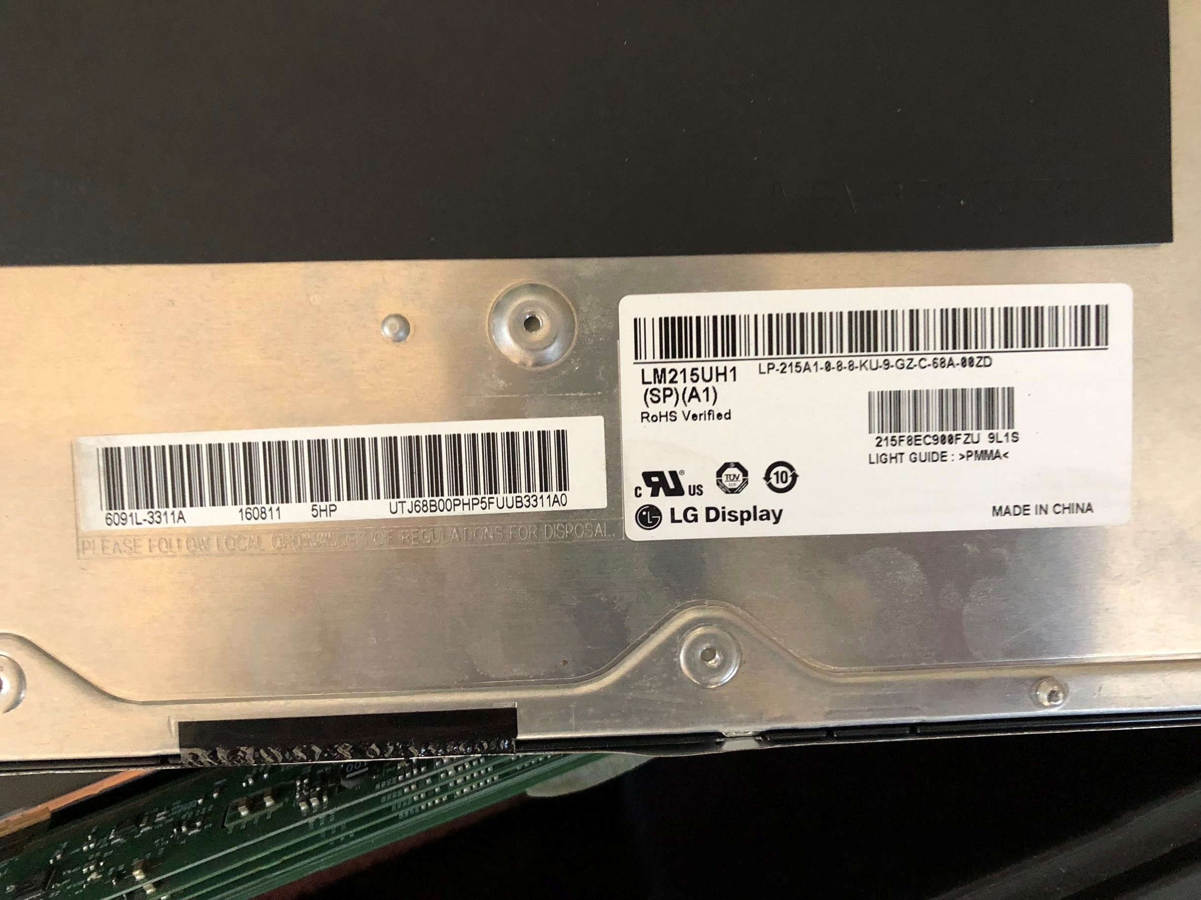 LM215UH1-SPA1 LG Display 21.5" 4096(RGB)×2304 540 cd/m² INDUSTRIAL LCD DISPLAY
