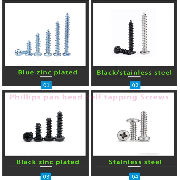 Stainless Steel or Zinc Plated Self Tapping Screw with Phillips Torx Pan Head