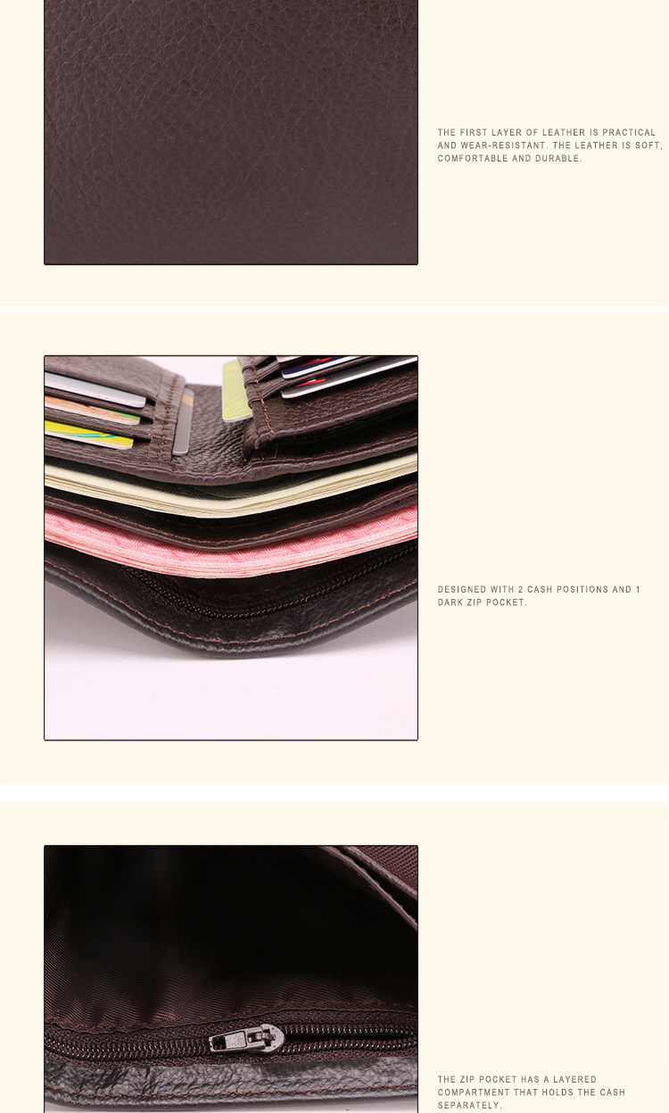 Multi Card Holder Business Retro Genuine Leather Men's RFID Blocking Anti-theft Wallet