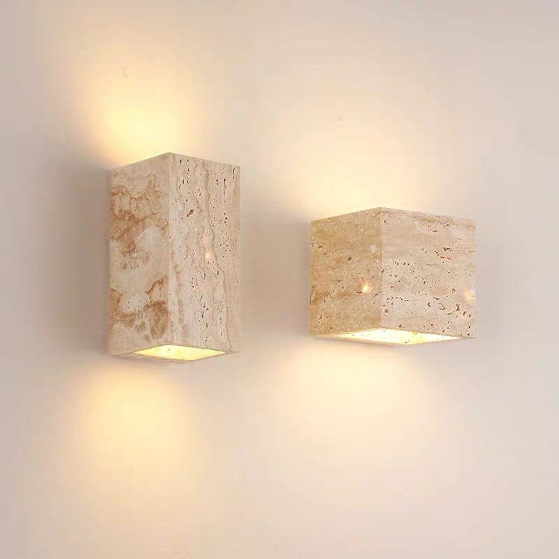 White marble led round and long and plating gold wall lamp for hotel