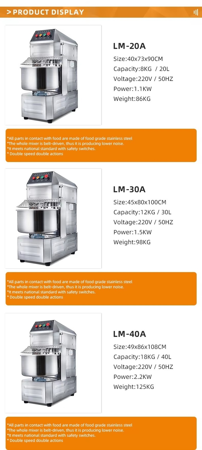 Baking Machine 30L Dough Kneader Industrial Bread Spiral Dough Mixer Dough Mixer With Stainless Steel
