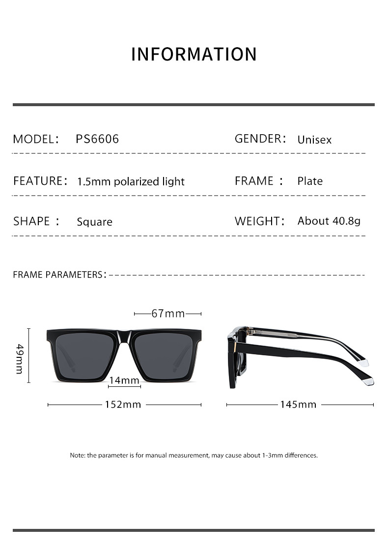OEM ODM Square Acetate Sunglasses Unisex Men TAC Polarized