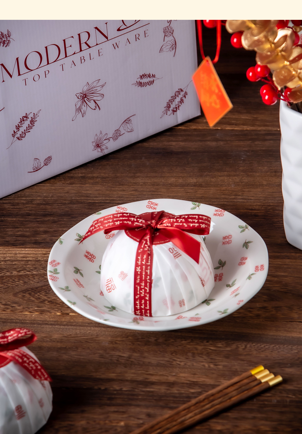 Ceramic Dinnerware Gift Set For 6 People Chinese Sustainable Porcelain Plates Sets