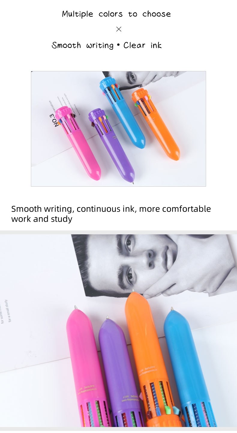 Mini Ten Colors Cute Ballpoint Pen Retractable Colored Ballpoint Pens For Drawing