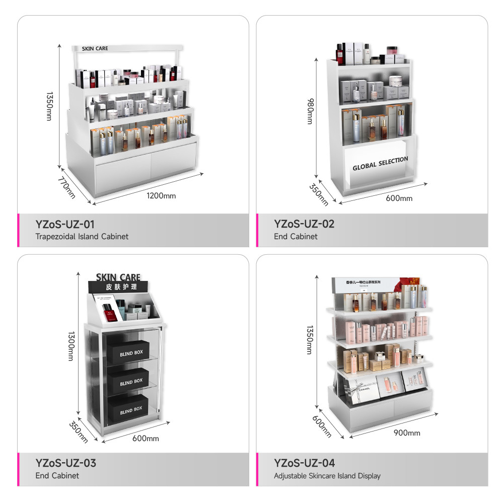 Cosmetic Display Shelf Facial Mask Wall Cabinet With Light-box For Skincare Shop Interior Design