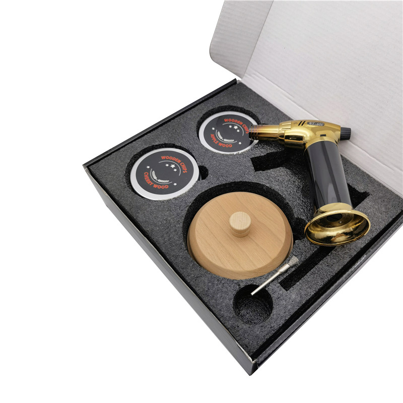 New Design Wood Cocktail Smoker Kit with Torch Customize Whiskey Cocktail Smoker Kit With Wood Chips Spoon