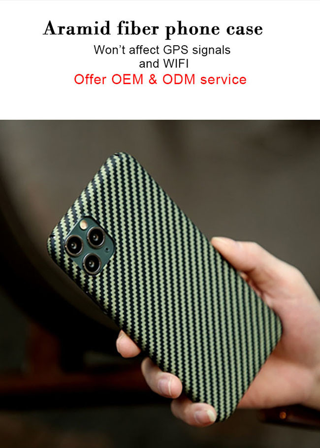 Yellow And Black Twill Matte iPhone 11 Aramid Case Carbon Fiber Phone Case