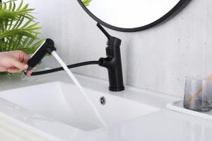 Wholesale T&F Polished Bathroom Faucet With Pull Down Sprayer Surface Mounted from china suppliers