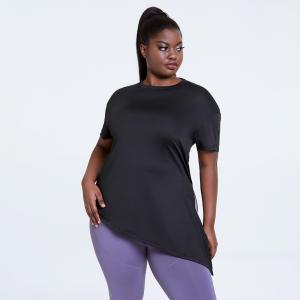 Wholesale XS-XXXXXL Women'S Plus Size Yoga Wear Side Slit Black Sexy Back T Shirts from china suppliers