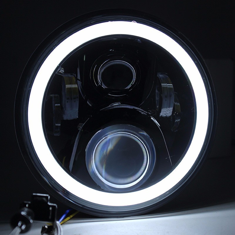 Amber / Blue / Halo Led Headlights 6000-6500K 70W Jeep Wrangler Angel Eyes Headlights