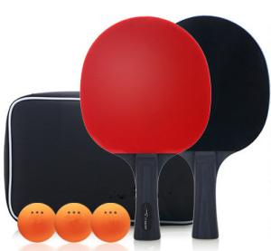 Wholesale Red Blue EVA Sponge Black Handle Table Tennis Set 3 Star Bat and ABS Balls Oxford Bag from china suppliers