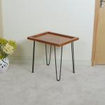 Nordic Iron Stand Finger Joint 55.7cm Teak Solid Wood Coffee Tables