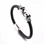Fashion jewelry custom engraved leather bracelet stainless steel magnetic clasps