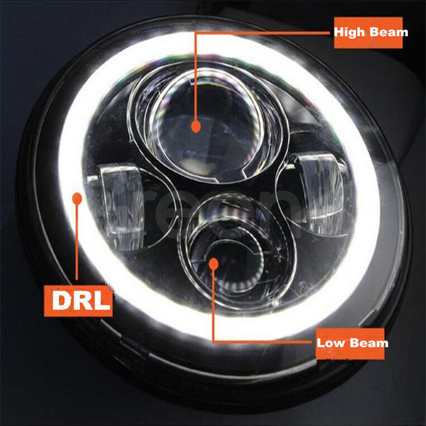 7'' 70W 3700lm 6000K RGB Bluetooth Controller Round LED Headlight For Jeep 97-16 Wrangler JK LJ TJ Hummer Land Rover