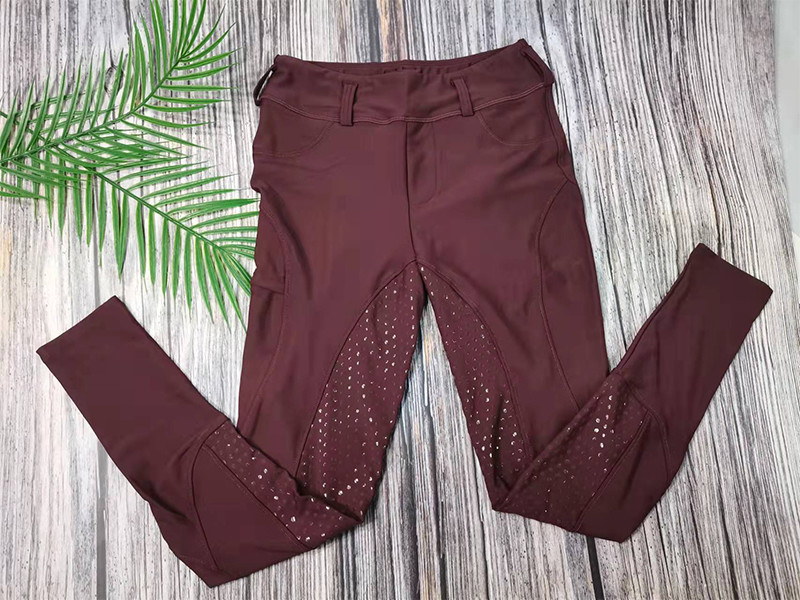 Women Burgundy Riding Breeches Quick Dry Silicone Grip Full Seat Riding Breeches