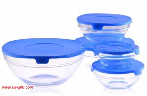 Wholesale 5Pcs Heat Resistant Preservation Glass Bowls Nested Dipping or Storage Bowls with Lids from china suppliers