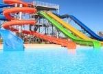 Large Water Park Slide Equipment , Boomerang Water Slide Fiberglass Material