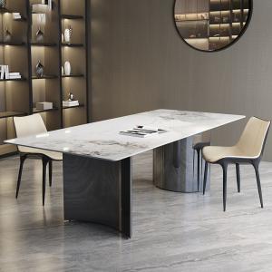 Wholesale Light Luxury Stainless Steel Marble Ballroom Dining Table Set from china suppliers