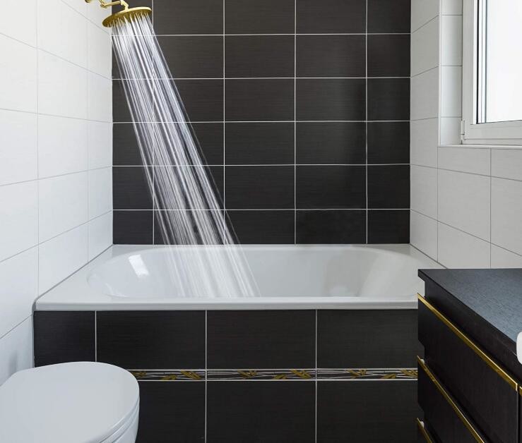 Round 8 Inches Wall Mounted Shower Set , 2CM Gold Faucet Trim Kit