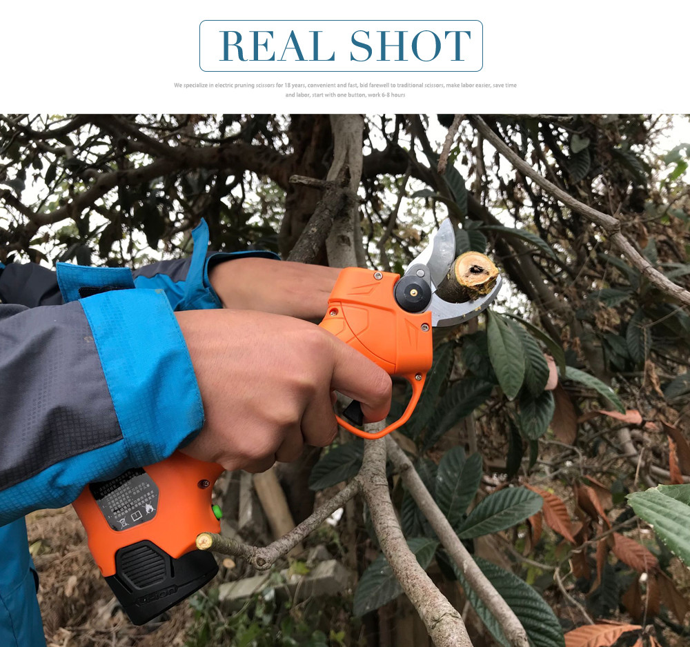 Swansoft 16.8V 2.5CM Battery Cordless Orchard Vineyard Pruner Trimming Scissors Garden Electric Pruning Shears