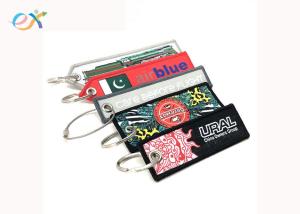 Wholesale Embroidery Custom Woven Textile Logo Keychain With Gold Sewing , Long Time from china suppliers
