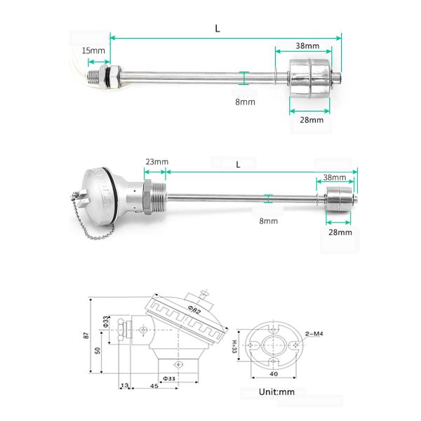 High Temperature Resistance 304 Stainless Steel Float Switch OEM ODM Hessman Connector Level Level Measuring Instruments