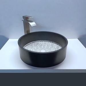 Wholesale 400*400*120mm Black Edge Glass Wash Basin With Drain Size 1.77 Inch from china suppliers