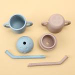 Leakproof Lid Silicone Straw Cup Double Handle 5oz Kids For Baby Over 6 Month