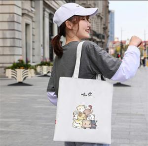 China 2023 Custom Logo  and size canvas  Printed Organic Calico Shopping  bag Canvas Tote  lady shopping bag school bag for kids on sale
