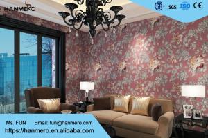 Wholesale Waterproof Asian Inspired Wallpaper with Embossed Floral Pattern , 0.53*10m/ roll from china suppliers