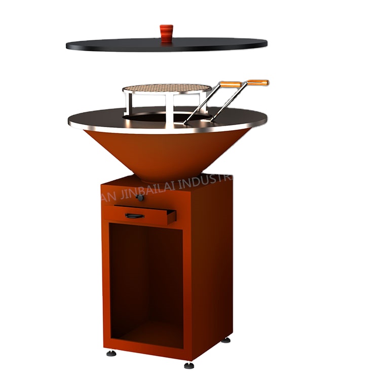 freestanding rust corten steel bbq grill