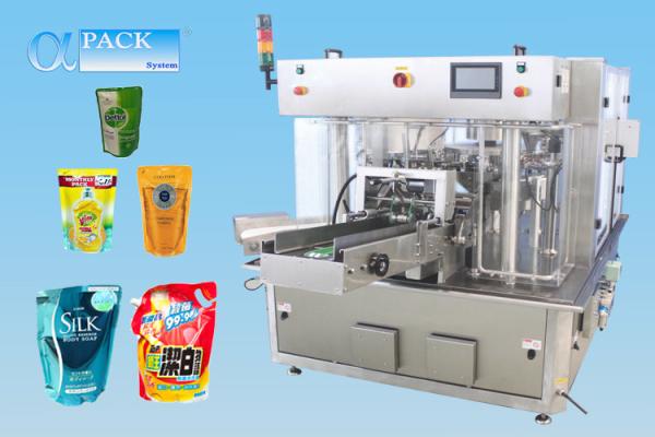 Pasty Product Feeding Conveyor Premade Pouch Filling Machine Rotary Sealing