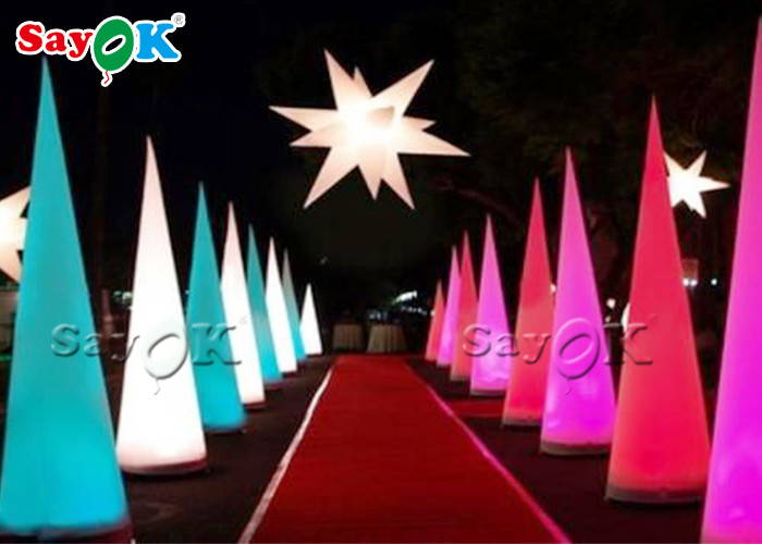 Attractive Inflatable Lighting Decoration / Blow Up Cone For Christmas