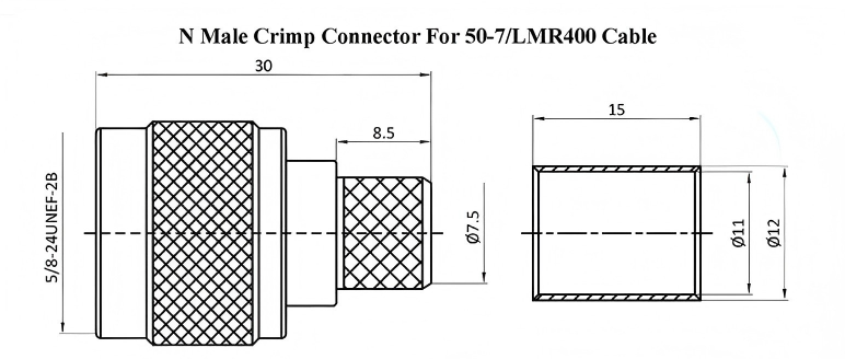 50 Ohm QMA Connector RF Male Coaxial Cable Connector DC-6GHz For Rg58 / LMR200 Coaxial Cable
