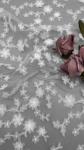 White Color Floral 3D Laser Out Embroidery 3d Rose Fabric By The Yard Full Width