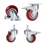 92*64mm 3 Inch Caster Wheels On Red PVC Polyurethane Customizable