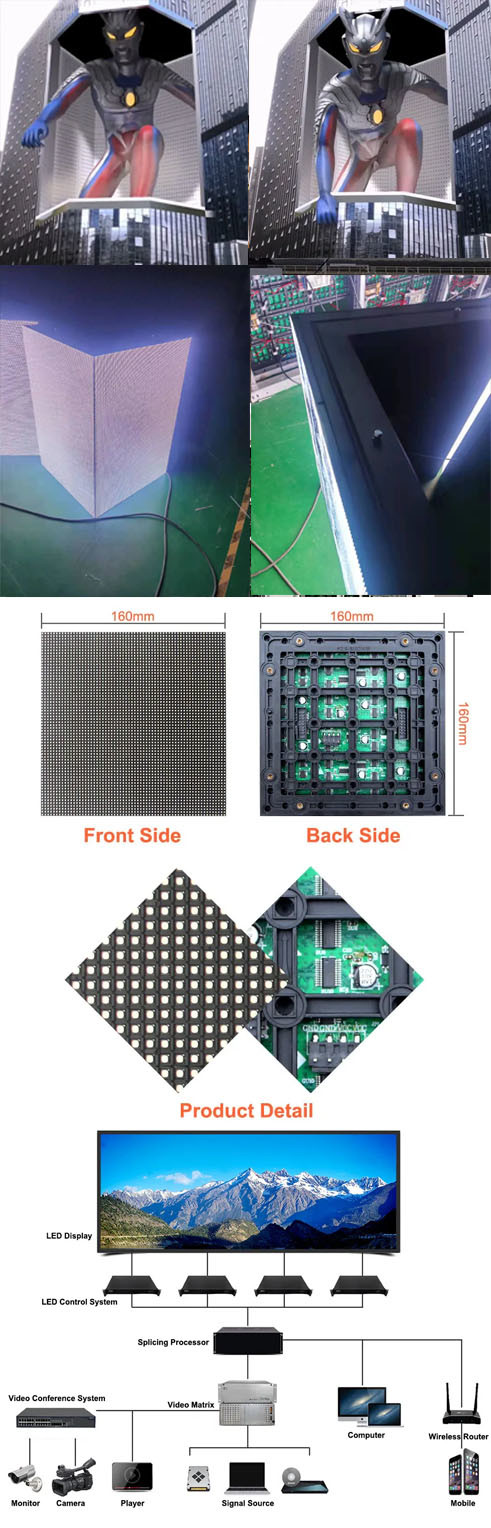 Curtain 3D Outdoor Led Display Screen P2.5 P3 P4 P6 P8 P10 Panel
