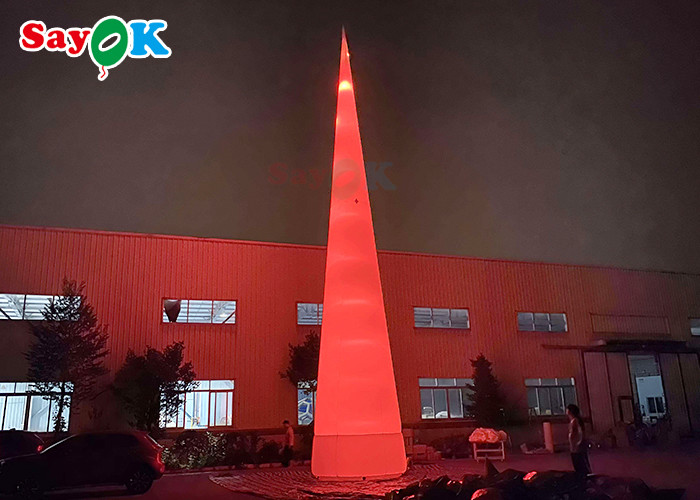 7m 23ft White Led Inflatable Traffic Cone With Colors Changing Lights