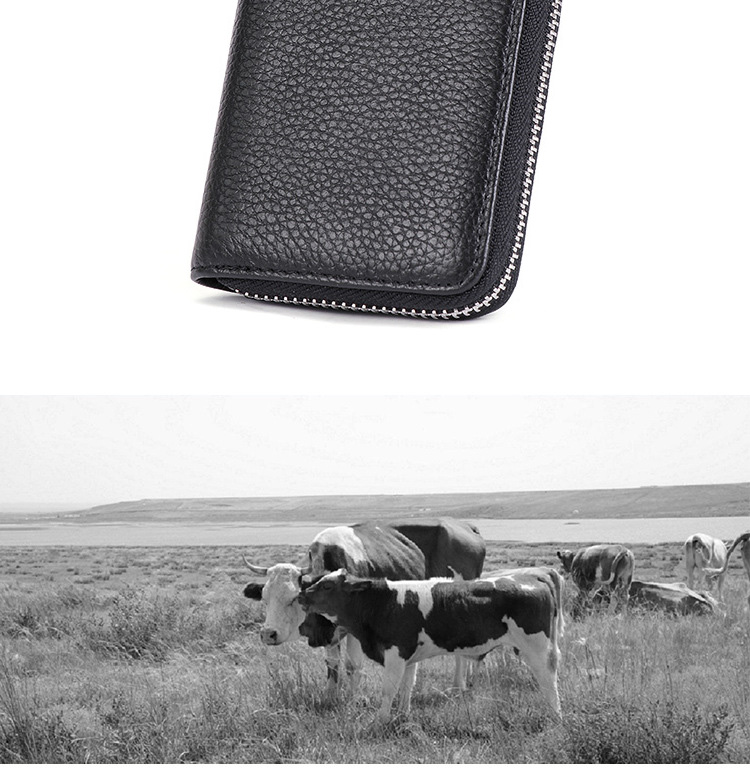 Custom Logo Avaliable Female Change Wallet with Anti-theft Zipper in Genuine Leather