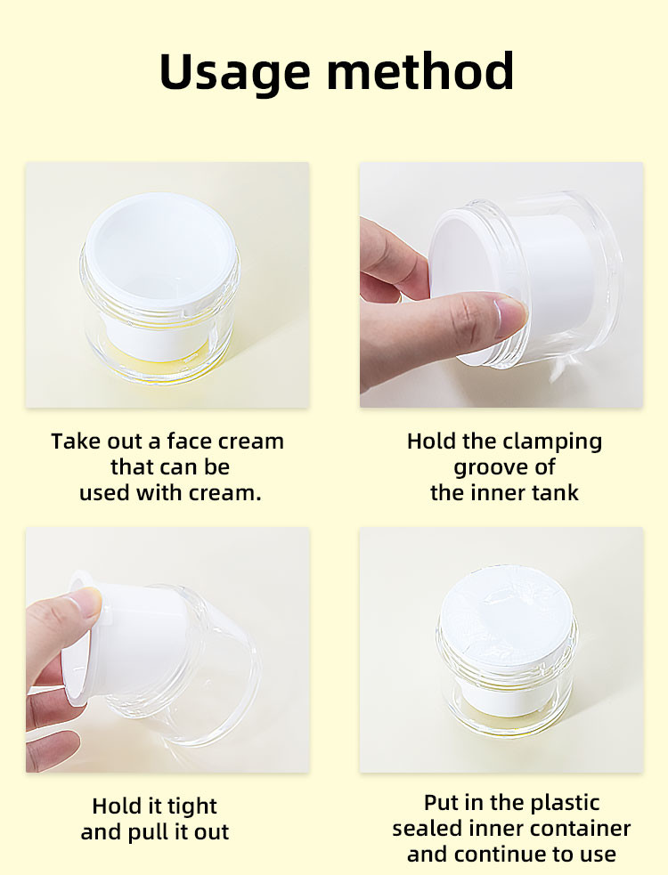50g/100g/200g Customized Color And Logo Skin Care Packaging Transparent Replaceable Acrylic Cream Jar UKC36