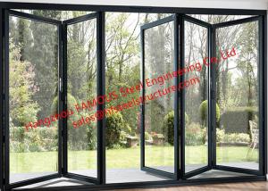 Wholesale Exterior Aluminum Folding Door Double Glazing Thermal Break Standard Metal Frame Bi Folding Doors from china suppliers
