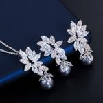 Pearl Jewelry SetBridal Wedding Jewelry Sets For Women Green Crystal Silver
